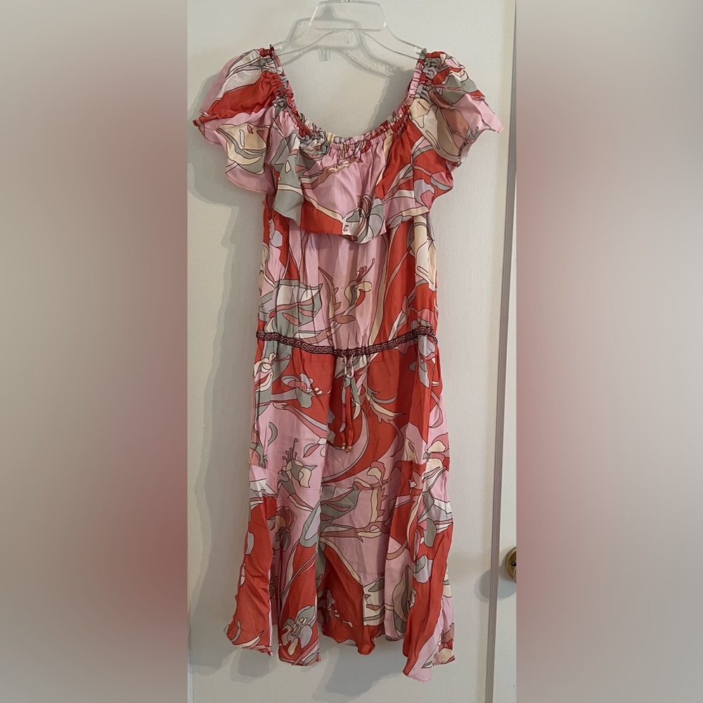 Gallery Orange and White Ruffled Tiered Sundress